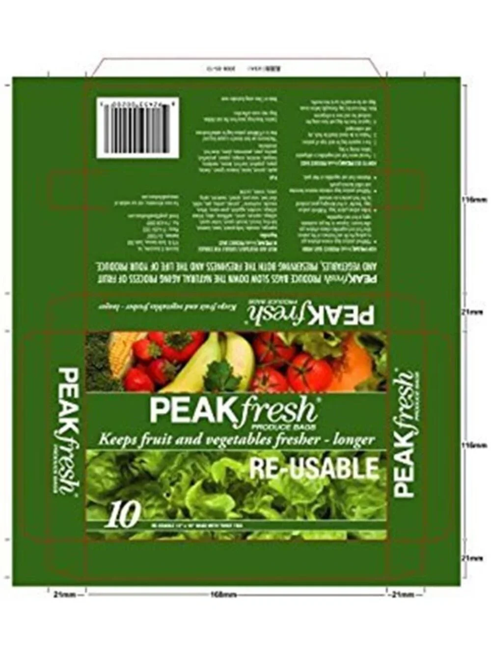 Re-Usable Produce Bags Set of 10 Green Bags